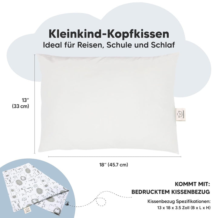 Kopfkissen Kleinkind mit Kissenbezug - Weich Bio Baumwolle Kissen Kinder zum Schlafen - Waschbar Kle