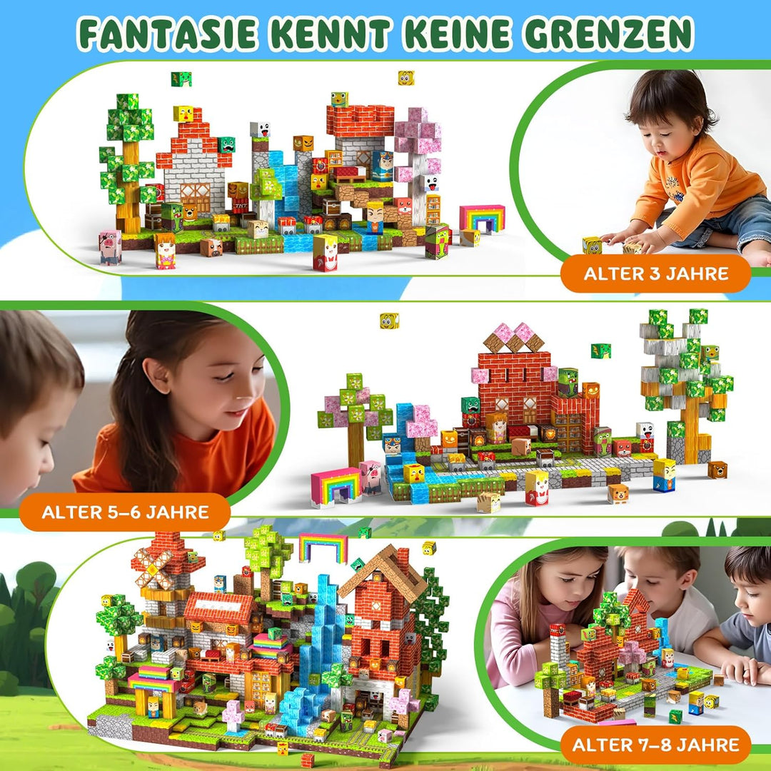 Magnetische Bausteine 330 PCS 2CM Magnetbausteine für Kinder ab 3 Jahre Blocks, Montessori Spielzeug
