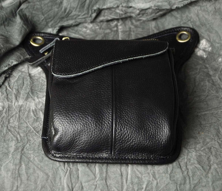 Le'aokuu Herren Echtes Leder Rucksäcke Beinbeutel Beintasche Hüfttasche Hip Bum Weist Pack Outdoor M
