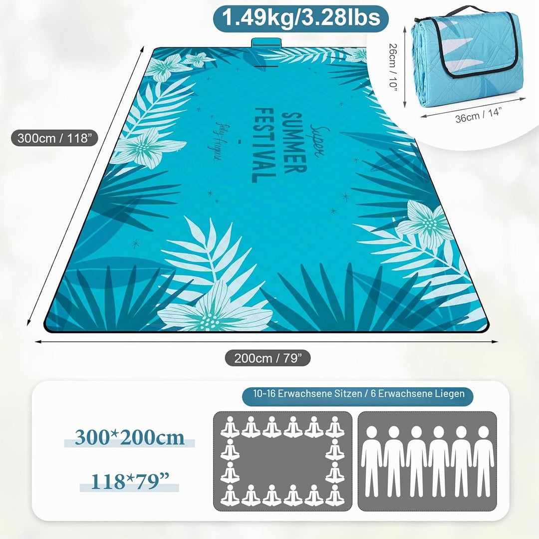 DEWUR Picknickdecke wasserdicht waschbar, Stranddecke Sandfrei XXL Campingdecke Strandmatte isoliert