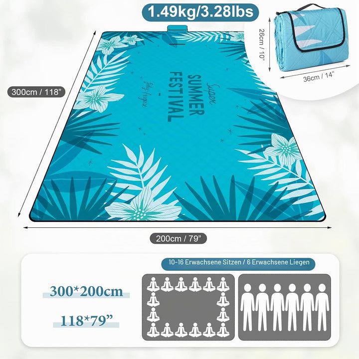 DEWUR Picknickdecke wasserdicht waschbar, Stranddecke Sandfrei XXL Campingdecke Strandmatte isoliert