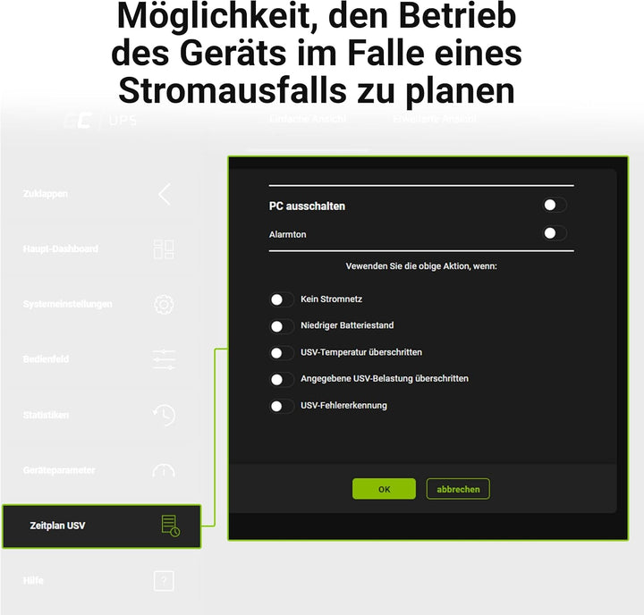 Green Cell® UPS USV Unterbrechungsfreie Stromversorgung 1000VA (700W) mit Überspannungsschutz 230V L