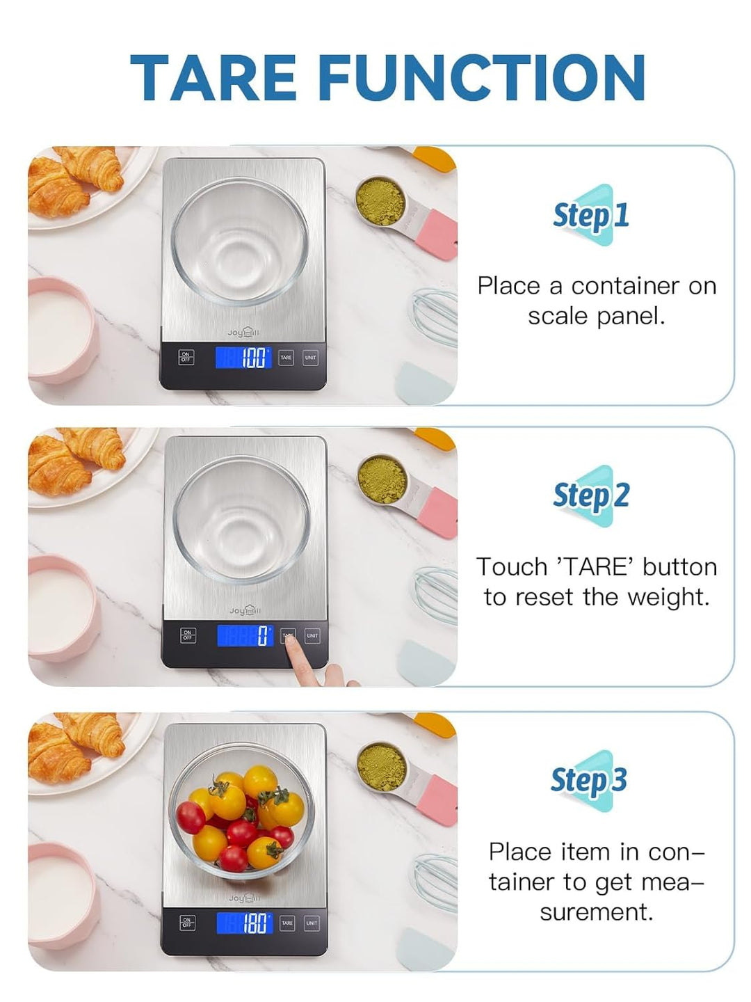 Lebensmittelwaage, 10kg/1g Digitale Küchenwaage, Lebensmittelwaage in Gramm und Unzen zum Backen und