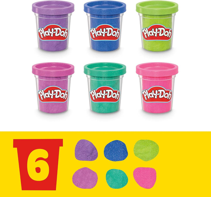 Play-Doh 6er-Pack Funkelknete, besondere Farben mit Glitzer, für mehr Kreativität und fördert die Fe