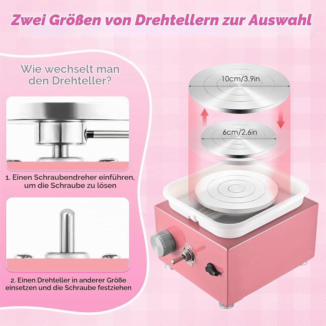 Töpferscheibe Elektrisch, Töpferscheibe Keramik Rad Maschine 30 W,Mini Electric Pottery Wheel mit 10