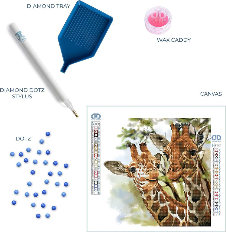 DIAMOND DOTZ DD8.017 - Original 5D Diamond Painting Set Giraffen Gross & Zart, Kreativset mit 9.549