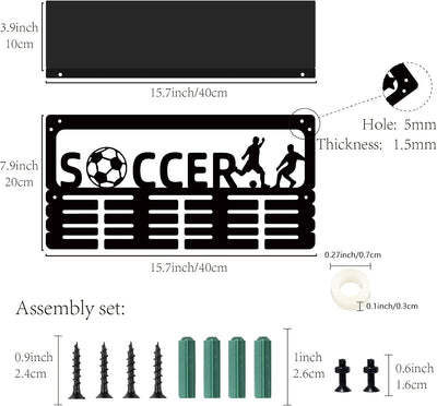 CREATCABIN Fussball-Medaillenhalter Trophäenregal Medaillenaufhänger Display Regalständer Sport 4 Re