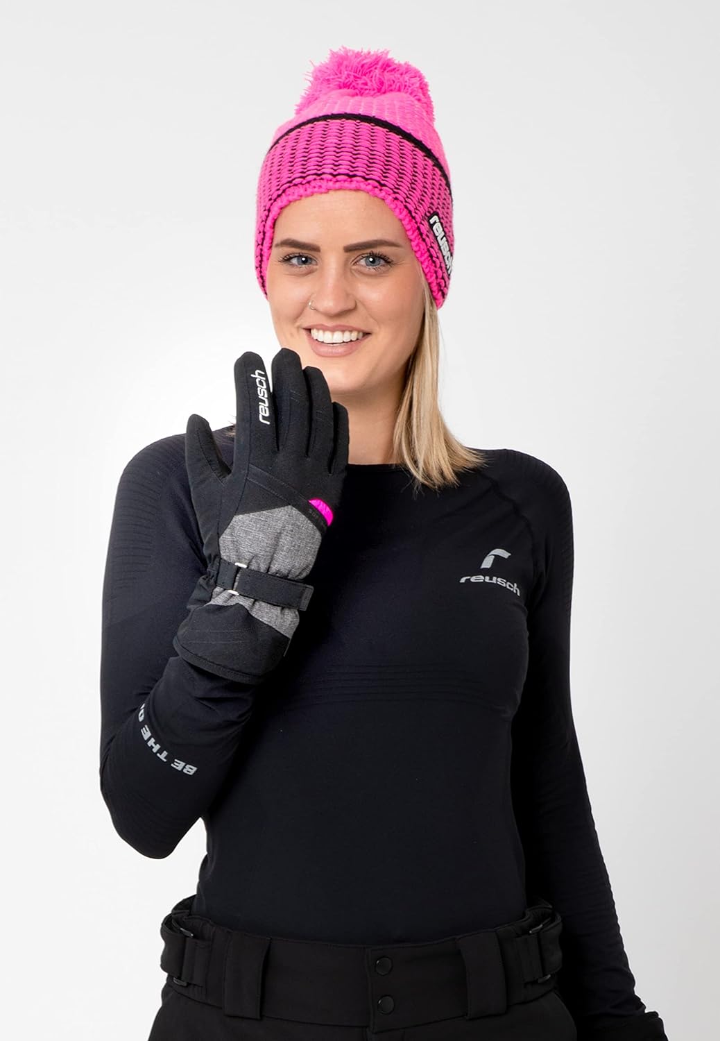 Reusch Damen Fingerhandschuhe Hellen R-TEX XT 7771 Blck/Blck Melang/Pink Glo 6.5, 7771 Blck/Blck Mel