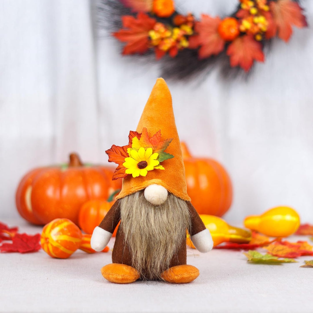 Herbstdeko Wichtel, 2 Stück Herbst Dekoration Wichtel Figuren, Herbst Deko Wichtel Puppen mit Sonnen
