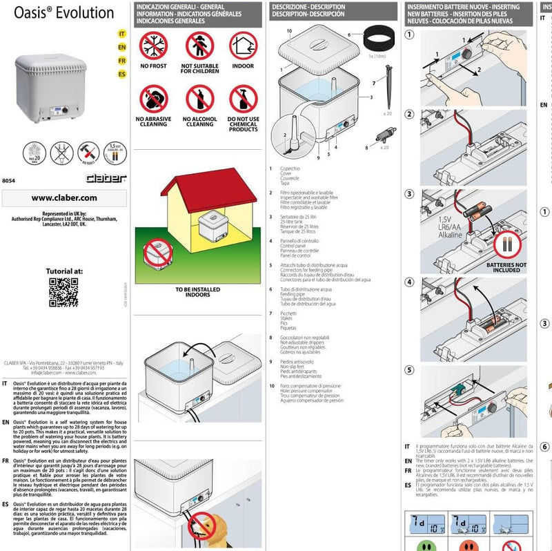 Claber Oasis Digital watering timer 1 - temporizadores de riego (Digital watering timer, De plástico