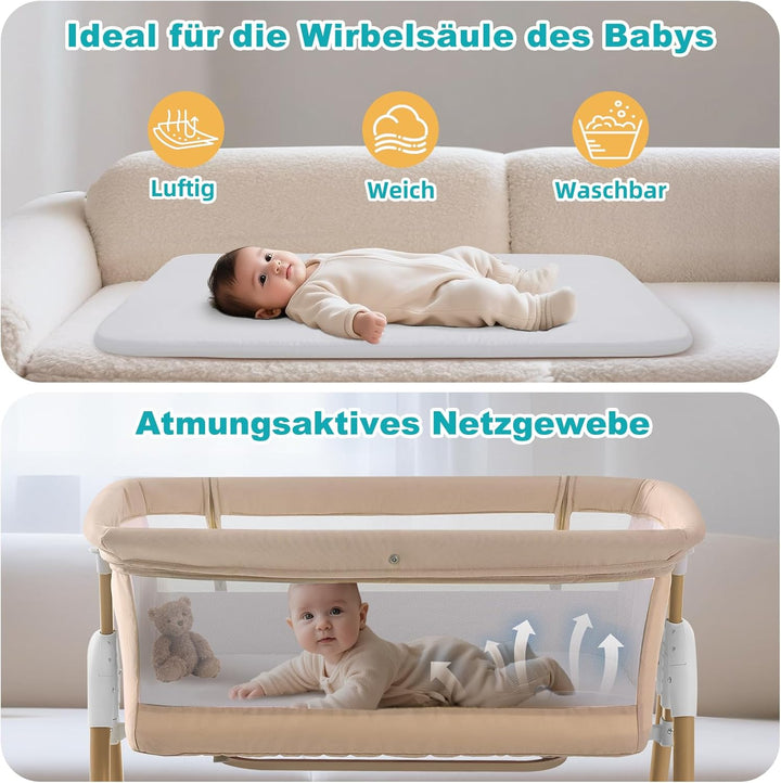 cozydwells Babybettchen, Bassinet für sicheres gemeinsames Schlafen, Staubsaugerbeutel, einfach zu m