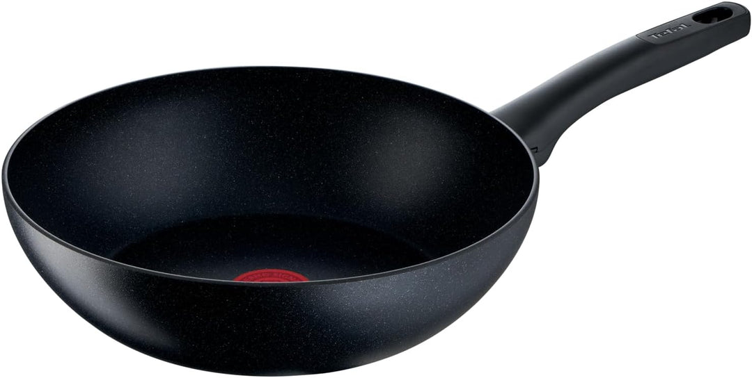 Tefal G28119 Black Stone Wokpfanne 28 cm | Mineralia+ Antihaftversiegelung | sicher | Thermo-Signal
