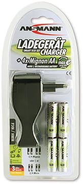 ANSMANN 1101-0004 ECO Smart Set Stecker Ladegerät für Micro AAA/Mignon AA Akkus inkl. 4x Mignon AA 8