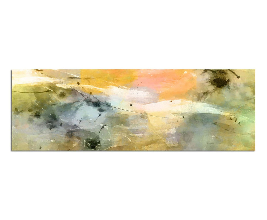 Paul Sinus Art Panoramabild auf Leinwand und Keilrahmen 150x50cm Hintergrund abstrakt grün orange bl