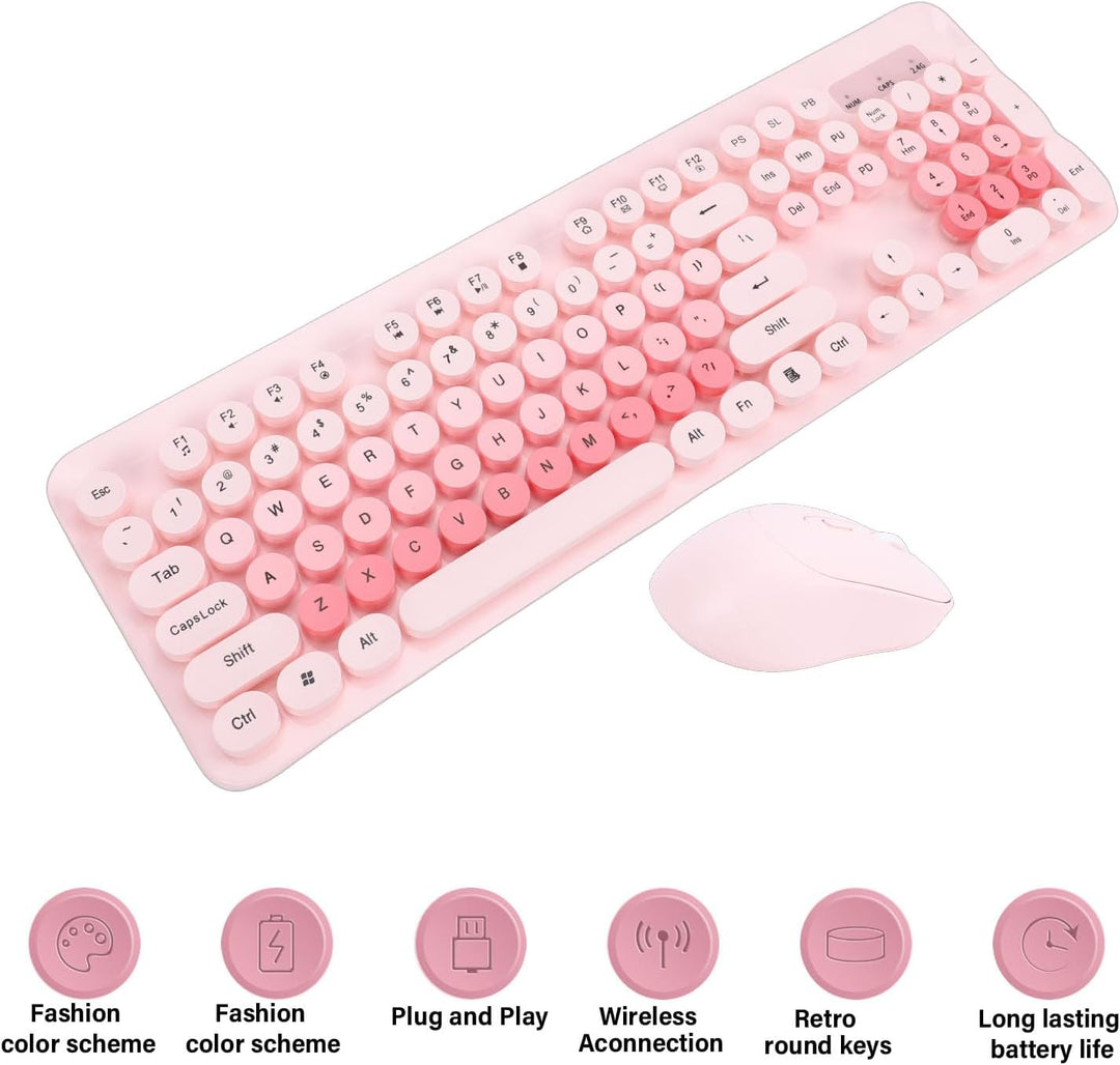 Topiky Kabellose Schreibmaschinen-Tastatur und Maus-Kombination, Retro-Büroset mit 104 Tasten in Vol