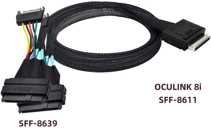 xiwai OCuLink PCIe PCI-Express SFF-8611 8x 8-Lane auf Dual SFF-8639 U.2 4x SSD Daten Aktives Kabel 5