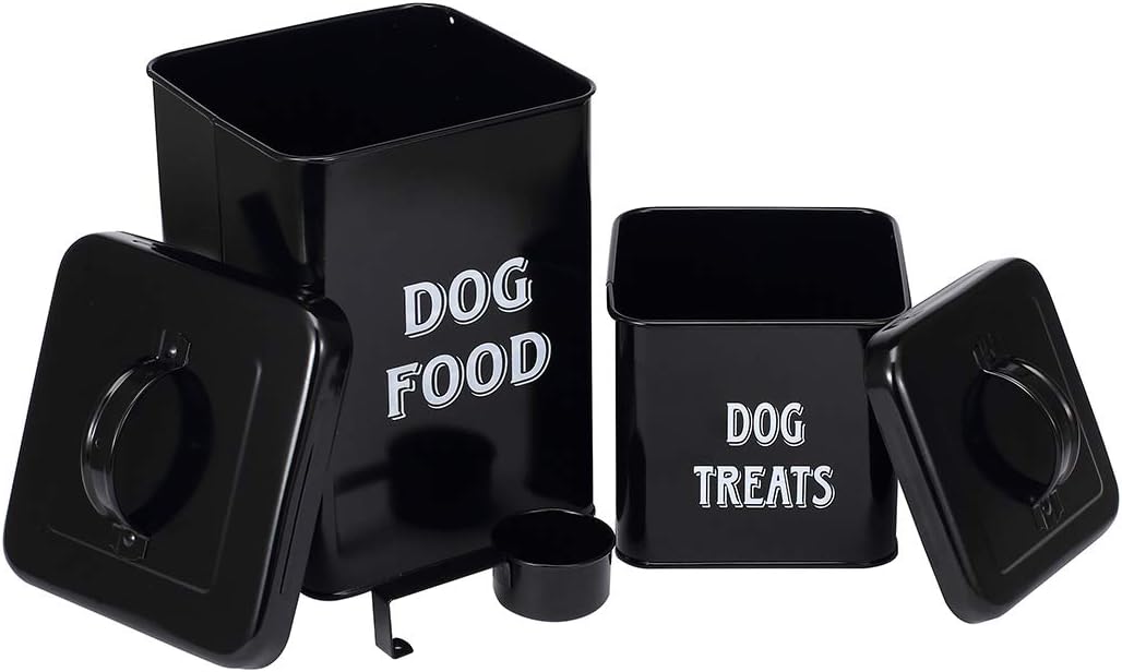 Pethiy Hundefutter und hundeleckerli behälter Set mit Schaufel –Beschichteter Kohlenstoffstahl – dic