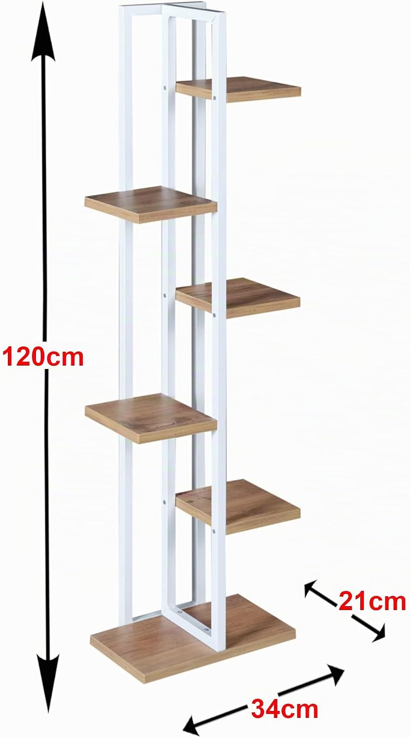 [en.casa] Blumenständer Tohmajärvi 6 Ebenen Blumenregal 120 x 34 x 21 cm Pflanzenständer Indoor Pfla
