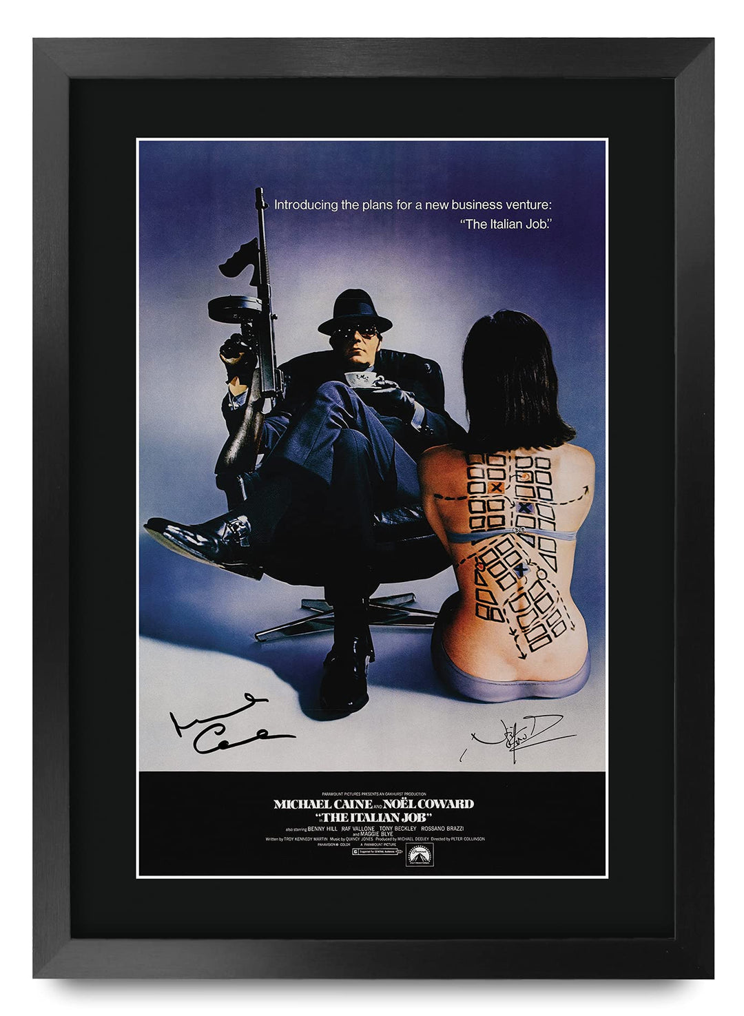 HWC Trading Poster, Motiv: The Italian Job The Cast Michael Caine Noel Coward, gedrucktes Autogramm,