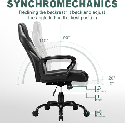 BASETBL, ergonomischer Bürostuhl, PU-Leder, Schreibtischstuhl, Arbeitsstuhl, Gaming-Stuhl mit hoher