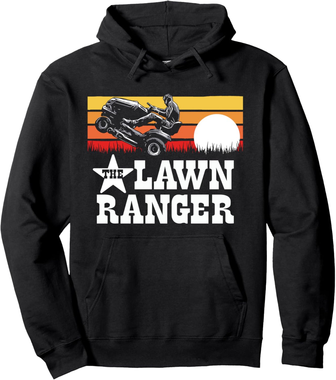 The Lawn Ranger Riding Lawn Mower Wheelie Funny Vintage Pullover Hoodie