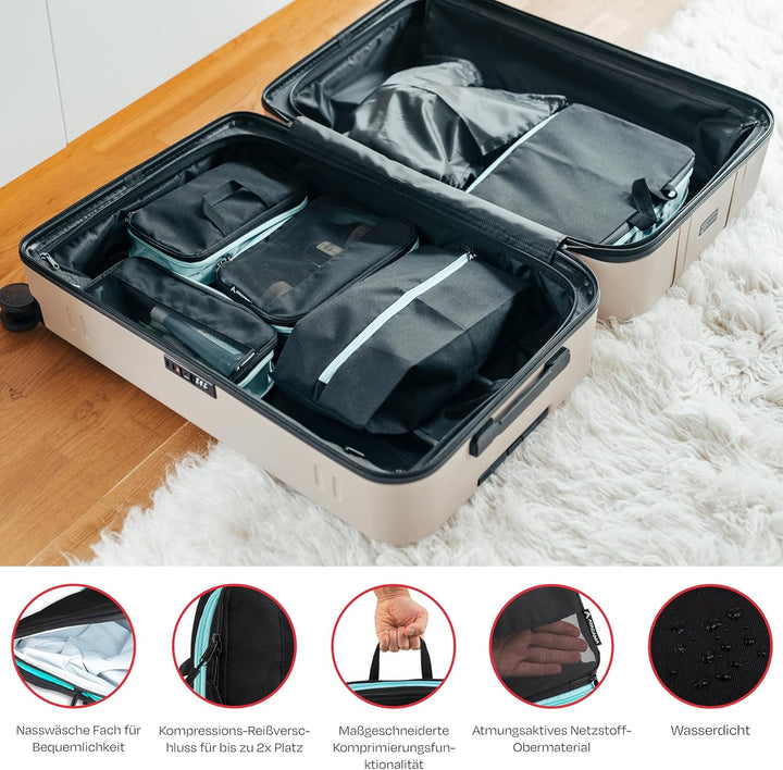 Atacama Premium Kompressions-Packwürfel-Set: Reissverschluss & Dual-Taschen, Packtaschen mit Kompres