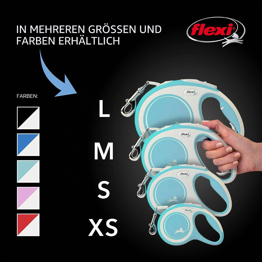 FLEXI New Comfort einziehbare Hundeleine (Band), ergonomisch, robust und verhedderungsfrei, für Hund