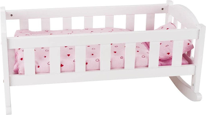 Goki 51587 Puppenwiege in weiss/rosa