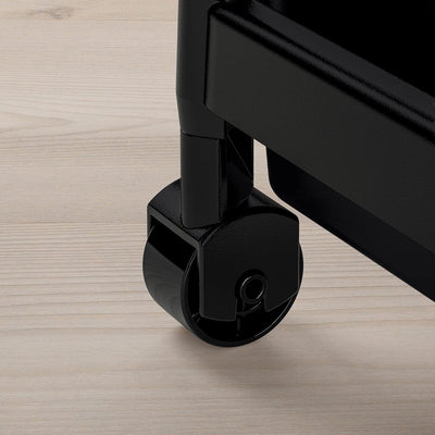 IKEA Rollwagen, 54 x 18 x 71 cm, schwarz – Metall, 6,0 kg Maximalgewicht, Stufenregal, inklusive Pfl