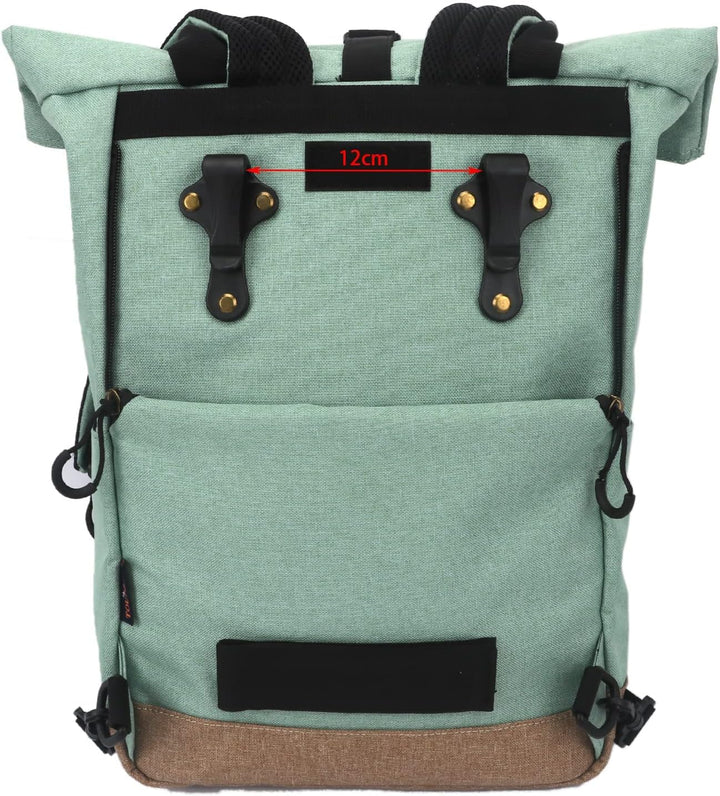 TOURBON Nylon Roll-Top Clip-on Market Shopper Fahrradtasche Rucksack Schulter Tote Bag Grün, Grün