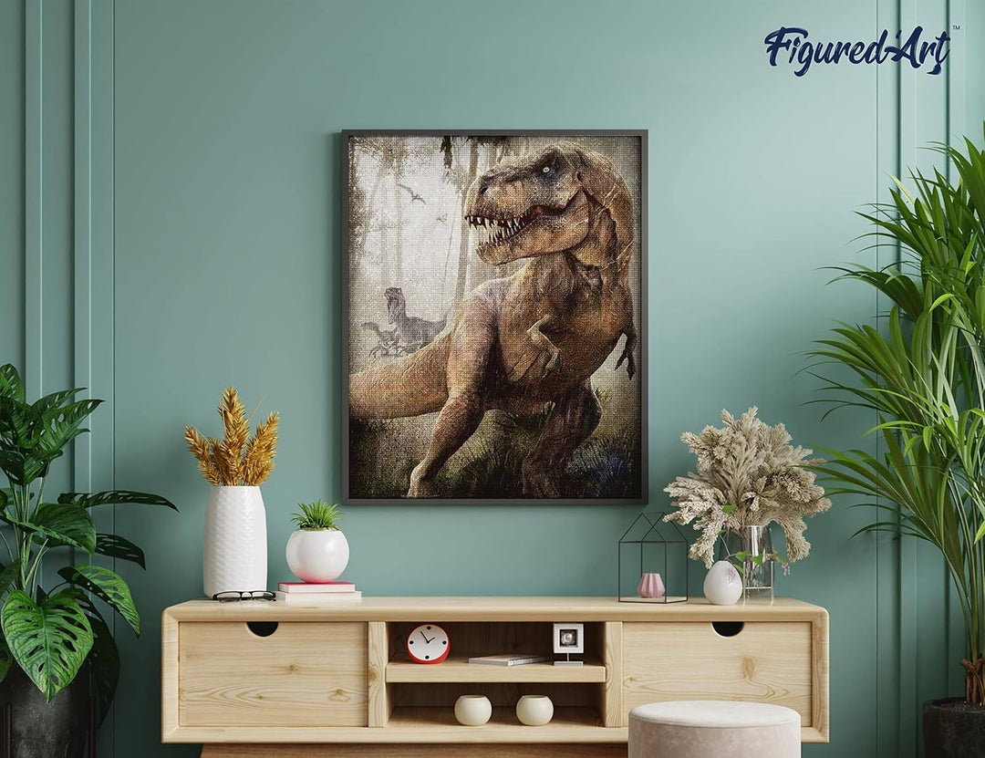 Figured'Art Diamond Painting Erwachsene 40x50cm Ganze Leinwand gerollt Dinosaurier Jurassic Park 5D