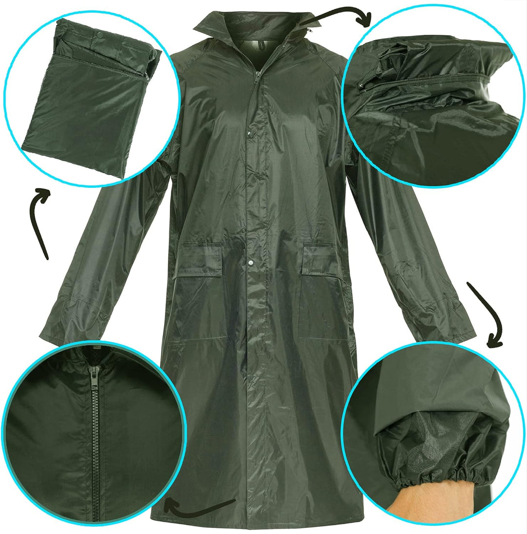 BWOLF POSEIDON Regenmantel Herren Regenmantel Wasserdichte Lange Regenjacke Outdoor Wiederverwendbar