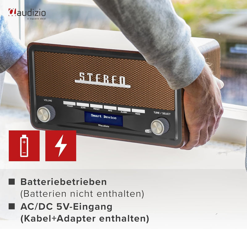 Audizio Foggia, Retro Radio, DAB Plus Radio, Bluetooth, Alarmfunktion, Radiowecker, Nostalgie Radio,