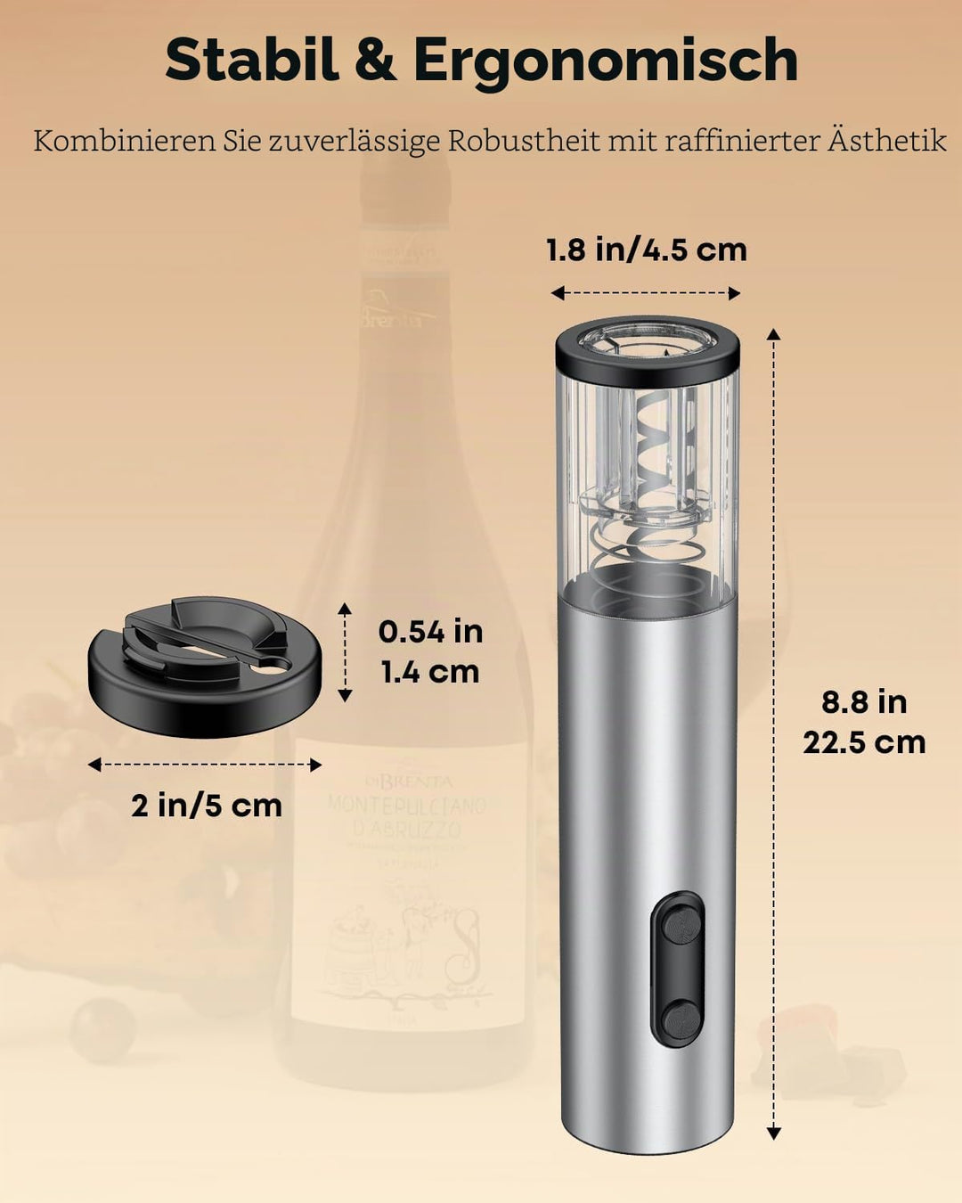 Pawfly Elektrischer Weinflaschenöffner mit Folien Schneider Batteriebetriebener Automatischer Weinöf