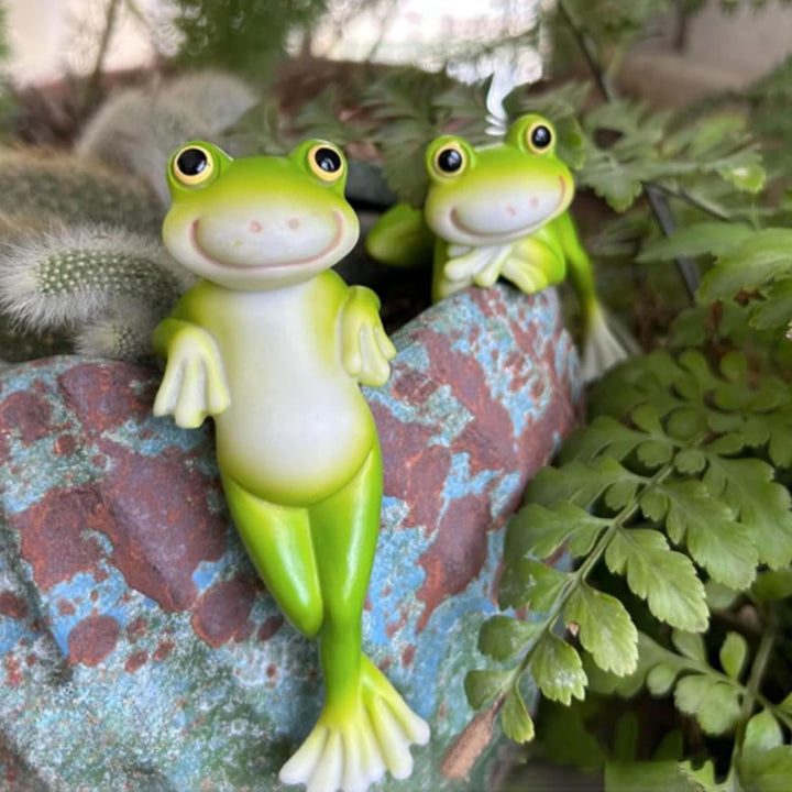 DZAY 2 Stück Blumentopf Hänger Frösche Deko Figuren Frosch Deko Frösche Tiere Harz Statue Gartendeko