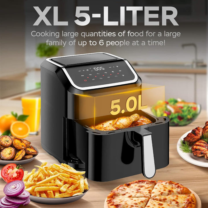 Heissluftfritteuse XL, 5 Liter - AF12 - digitale XL Heissluftfritteuse, 10 Programme, Airfryer, Frit