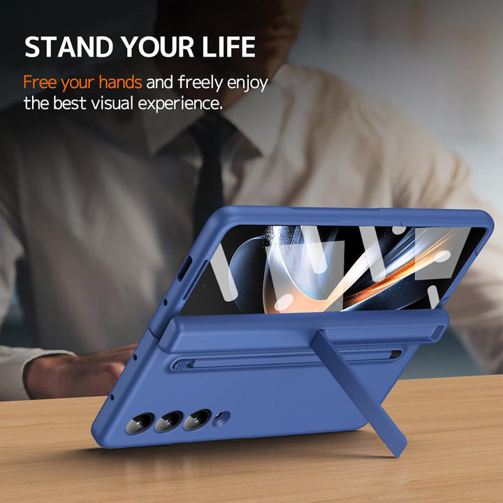 NINKI Kompatibel Samsung Galaxy Z Fold 4 Hülle mit S Stift Halter, Scharnier Schutzhülle für Galaxy