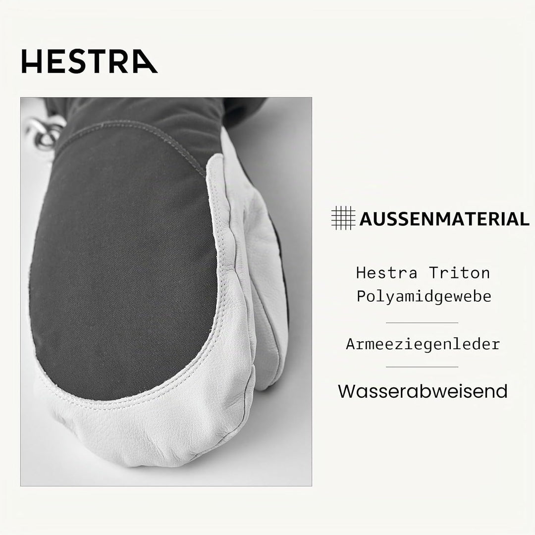 Hestra Heli Skihandschuhe für Damen – klassischer Leder-Schneefäustling zum Skifahren, Snowboarden u