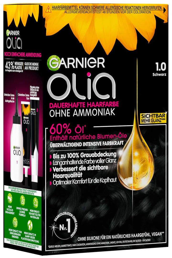 Garnier Olia Dauerhafte Haarfarbe ohne Ammoniak, Mit pflegenden und natürlichen Ölen, Vollständige G