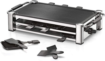 ROMMELSBACHER RCC 1500 Raclette-Grill (extra langes Kabel (2m), Tischgrill für 8 Personen, gerippte