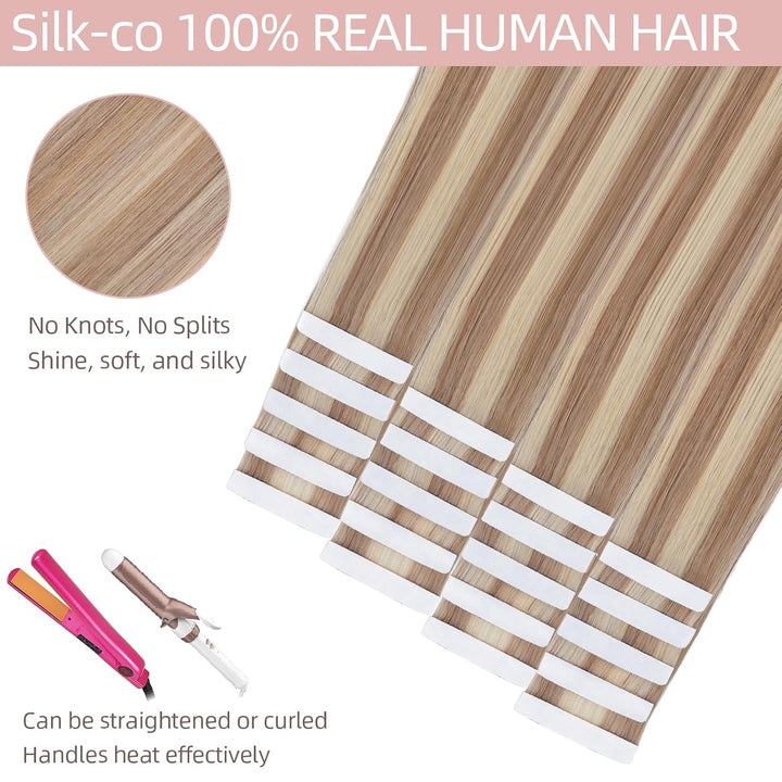 Silk-co Tape in Extensions Echthaar 40stk, Remy Tape Extensions Echthaar, Skin Weft Haarextensions K