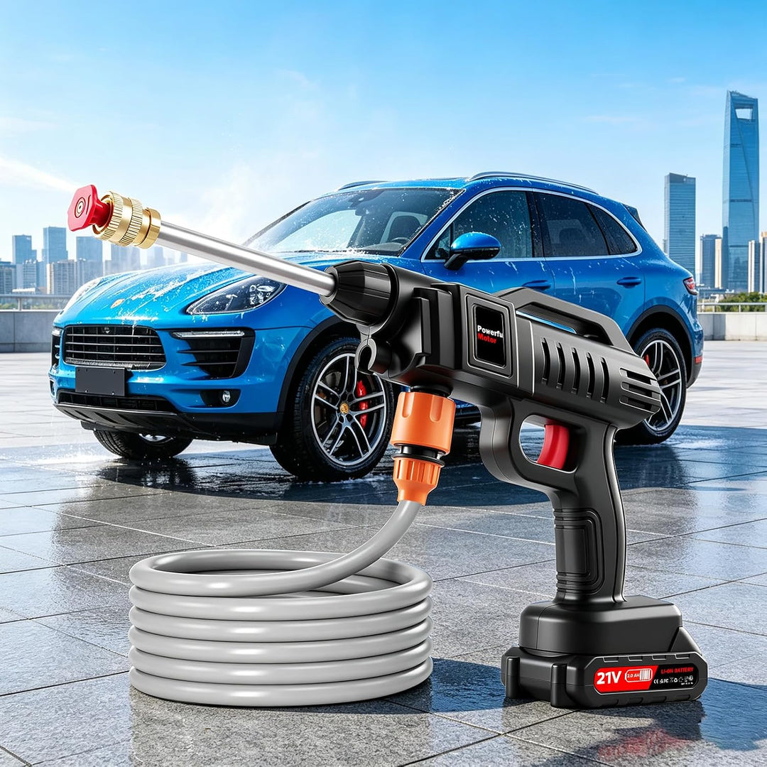 Akku Hochdruckreiniger 21V, 60 Bar, mit 2 * 2000mah Akkus Mit Eimer, Mit Eimer