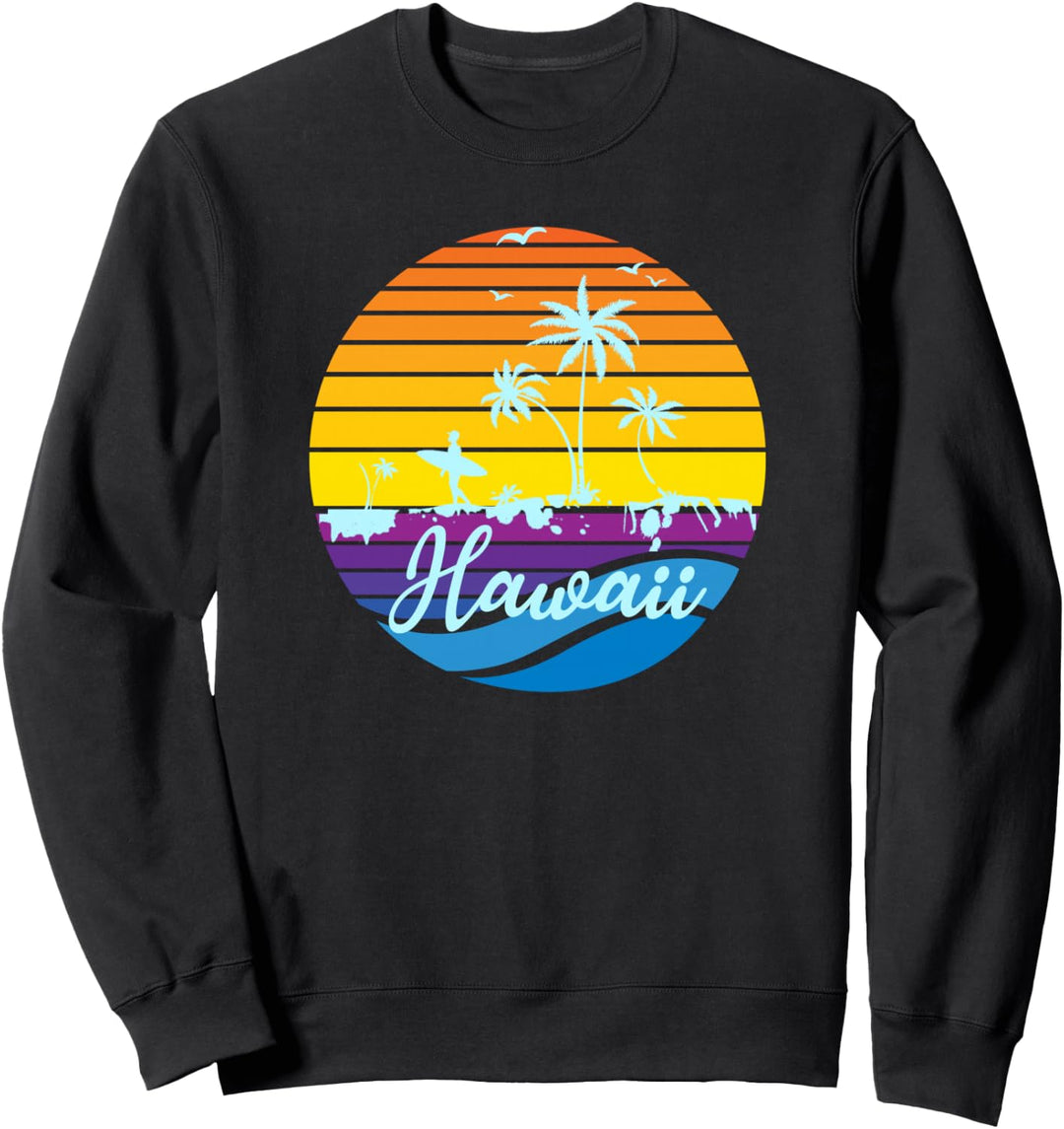 Hawaii Vintage Sunset Surfer Souvenir Sweatshirt
