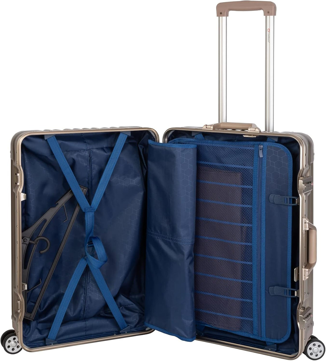 Travelhouse London Koffer Gold S-55cm, M-65cm · 2er-Set · Aluminium-Rahmen · Polykarbonat Hartschale