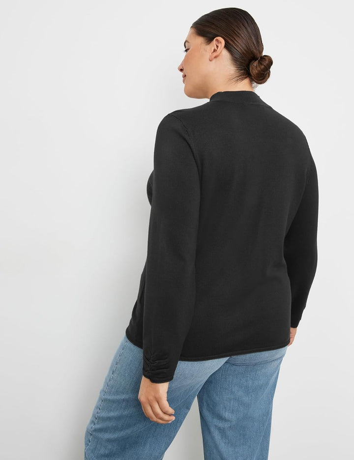 Samoon Damen Pullover mit Turtleneck Langarm unifarben 42 Grosse Grössen Schwarz, 42 Grosse Grössen