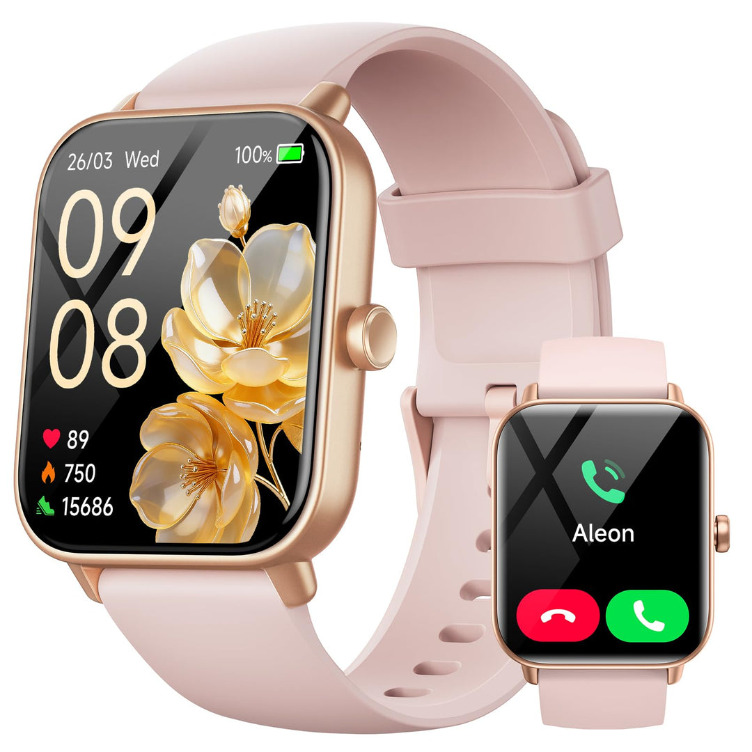 Smartwatch Damen mit Telefonfunktion,1.8" Smart Watch Fitnessuhr mit Whatsapp und Alexa,Herzfrequenz