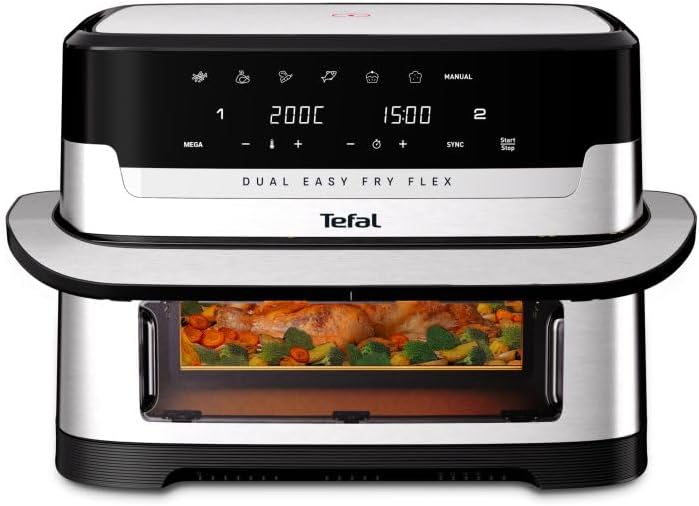 Tefal Dual Easy Fry Flex Heissluftfritteuse 9L – Airfryer mit 2 Kammern & GiantZone, FlexCook-Trennw