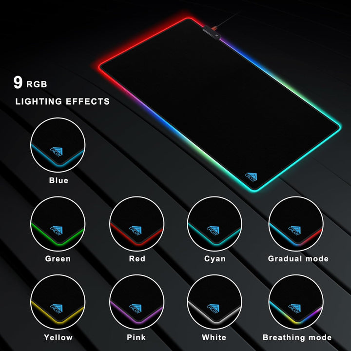 Cacoy 1200x500 mm Übergrösse RGB Gaming Mauspad, Gross Computer Mousepad mit 9 Beleuchtungs Modi, Ve