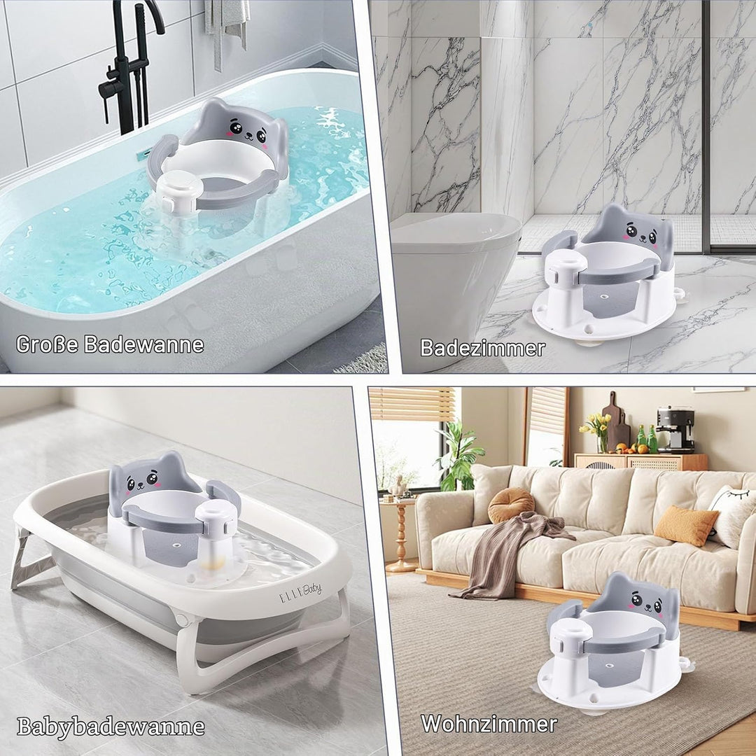 Badewannensitz Baby ab 6 Monate, Badesitz Baby Badewanne Sitz, Rutschfester badesitz baby mit 4 Saug