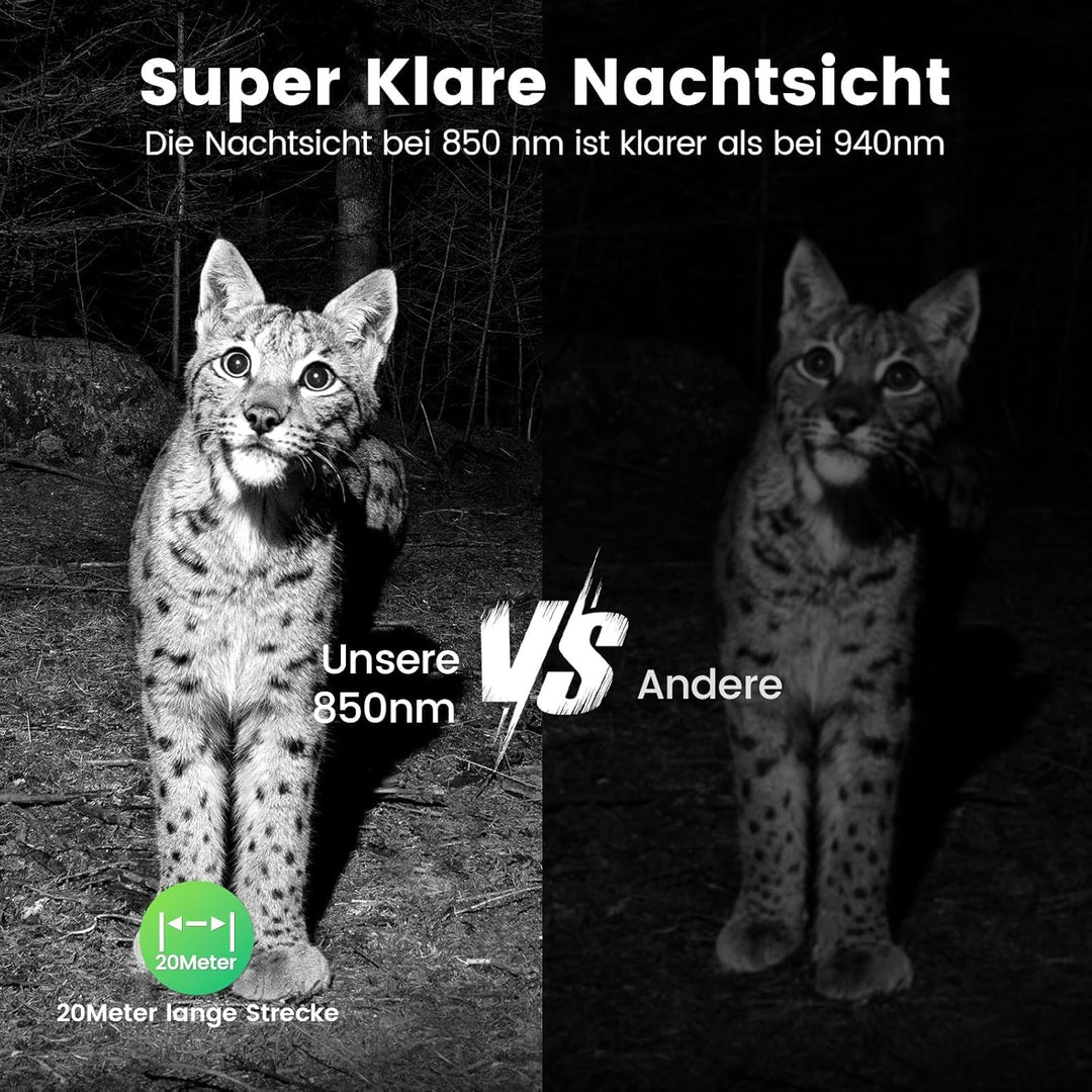XTU WLAN Wildkamera mit Handyübertragung App, 2.7K 64MP Wildtierkamera mit Nachtsicht Bewegungsmelde